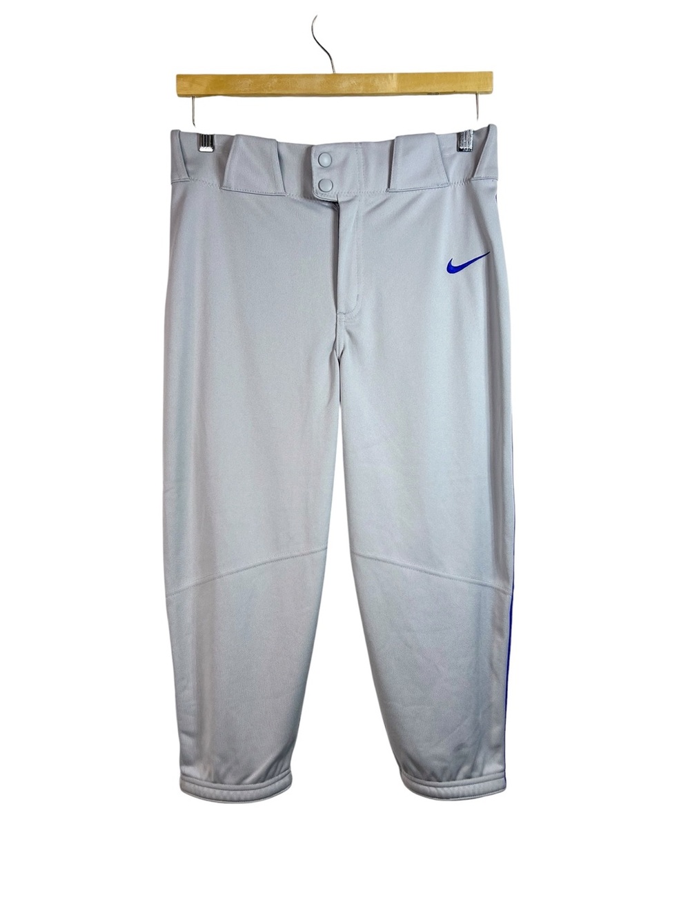 NIKE Men’s Baseball Pants BQ9021-055 Gray/Blue Piped Knickers Size S NWT